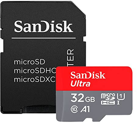 SanDisk Ultra 32 GB microSDHC Memory Card + SD Adapter with A1 App Performance Up to 98 MB/s, Class 10, U1