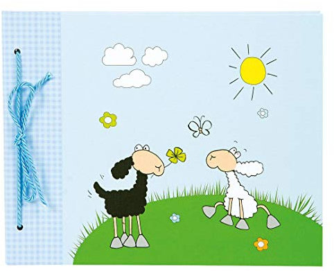 goldbuch Babyalbum, Happy Sheep, 29 x 23 cm, 40 weiße Seiten, 2 Seiten Textvorspann, Mit Kordelbindung, Leinenstruktur, Blau/grün, 04133