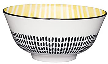 KitchenCraft Footed Spot / Stripe-Patterned Ceramic Bowls, 15.5 cm (6) - Multi-Colour (Set of 4),AMZKCBOWL10SET4