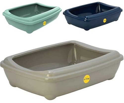 CAT CENTRE Grey Jumbo Cat Litter Tray With Rim 57x43x16cm Scoop Kitten Litter Box Toilet Large Loo