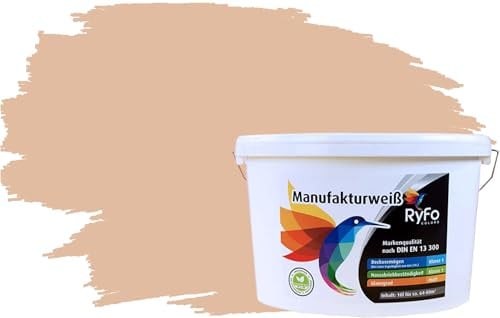 RyFo Colors Bunte Wandfarbe Manufakturweiß Sand 10l - weitere Orange Farbtöne und Größen erhältlich, Deckkraft Klasse 1, Nassabrieb Klasse 1