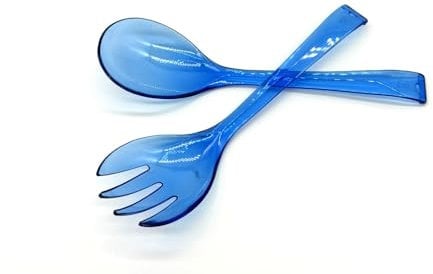 Kimmel Salatbesteck Servierbesteck 2-teilig, Kunststoff Plastikbesteck Blau Transparent