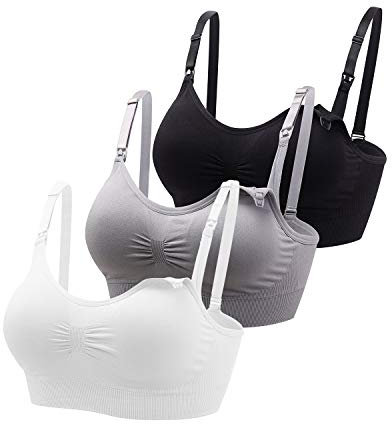 Bllatta Femme Soutiens-Gorge maternité d’Allaitement sans Armature pour Enceinte Femme Allaitant Sommeil(4/3Pcs)