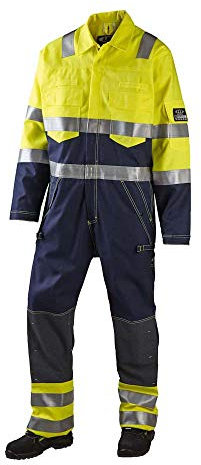 JAK Workwear 12-13104-029-03 Modell 13104 EN ISO 1149-5 Arbeitsanzug, Gelb/Marine, L Größe