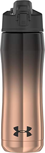 Under Armour US4010BKR4 Chrome Beyond 18 Ounce Vacuum Insulated Stainless Steel Water Hydration Bottle, 18oz, Black/Rose Gold