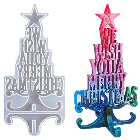 Weihnachts-Harzform, „We Wish You A Merry Christmas“ Silikonform für Weihnachtsbaum, Buchstaben, Kristall, Epoxidharz