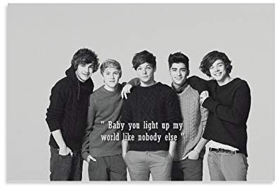 RUIQIU 1D Poster One Direction A Pop Boy Band Schwarz / Weiß Poster Dekorative Malerei Leinwand Wandkunst Wohnzimmer Poster Schlafzimmer Drucke 40 x 60 cm
