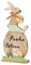 Posiwio putziger großer Osterhase auf Ei mit Schriftzug Frohe Ostern als Hasenjunge oder Hasenmädchen (Hasenjunge)