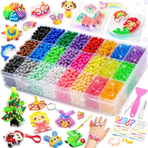 CGBOOM 6800 Abalorios Cuentas De Agua Recambio Bolitas, Perlas Completo Juego Manualidades para Niños,Cuentas de Fusibles de Agua Juguetes para Principiantes,Artesanía Educativa para Niños