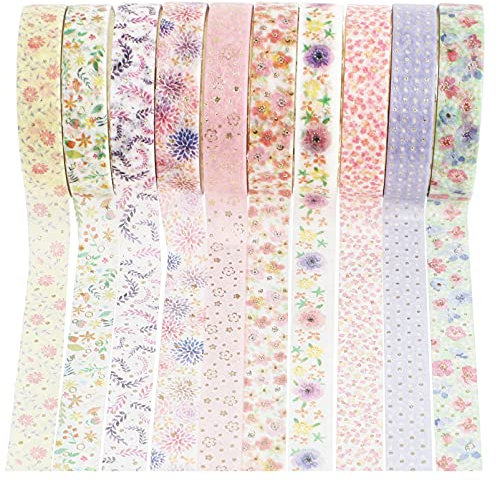 10 Rolle Gold Folie Masking Tape Set Floral Washi Band Set Dekorative Band für DIY Kunst Handwerk Scrapbooking Verpackung