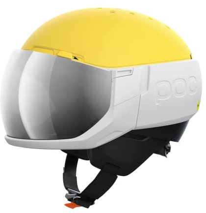 POC Unisex Adult Levator MIPS Ski Helmet, Hydrogen White/Aventurine Yellow Matt, M-L (55-58 cm)