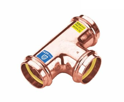 Sanpro Pressfitting Kupfer T-Stück gleiche Abgänge, Größe V 28 (Kupfer Gas Wasser Trinkwasser Heizung Sanitär Fittings Fitting Kupferleitung)