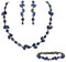 EVER FAITH Kristall Schmuck-Sets elegante Marquise- und Runde- Schliff Strass Blatt Halsketten, Ohrringe und Armband-Set für Damen Saphir-Blau Schwarz-Tone