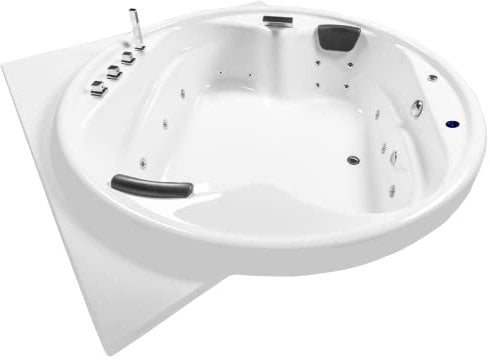 Basera® BASIC Indoor Podest-Whirlpool Badewanne XXL Gomera, 18 Massagedüsen, Wasserfall, LED-Ambiente