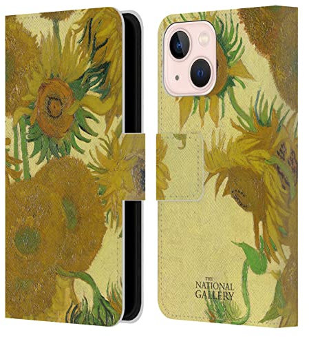 Head Case Designs Licenciado Oficialmente The National Gallery Girasoles Arte Carcasa de Cuero Tipo Libro Compatible con Apple iPhone 13 Mini