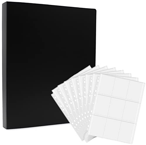 Trading Collecting Card Sleeves Covers 900 Pockets,50-Pages Double Sided 9-Pocket 11 Holes Transparent Film Cards Collecting Folder Accessories,Waterproof Game Album(Black)