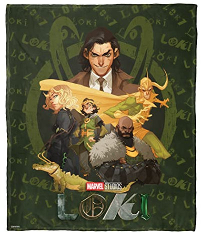 NORTHWEST Marvel's Loki Silk Touch Überwurfdecke, 127 x 152,4 cm, Loki Crew