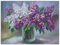 ARTland Wanddeko Glasbilder Wandbild Glas Bild einteilig 80x60 cm Querformat Stillleben Vase Glas Pflanzen Blumen Blüten Flieder Lila Weiß U4QA