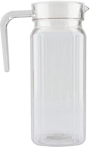 6.4oz Plastique Pichet en Acrylique, Transparent Carafe Thé Glacé Carafe à Eau Rayée Avec Couvercle pour le vin, le café, l'eau chaude et les jus de fruits