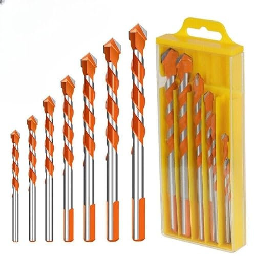 7x Masonry Drill Bit Set Extra Tough Carbide Drill Bits for Stone Concrete Brick