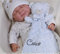 BotoBaby® - Schmusetuch mit Namen und Geburtsdatum - Kuscheltuch - (Blau - Teddybär 4)