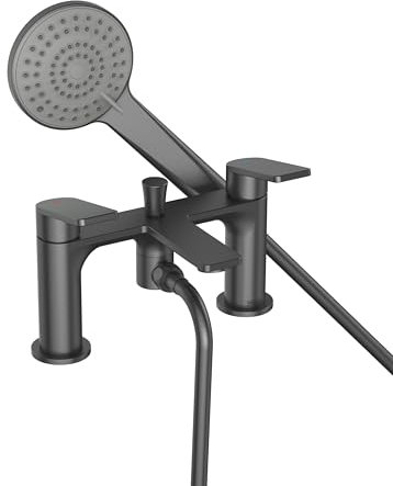Bristan FRM BSM GM Frammento Bath Shower Mixer 2 Hole, Gun Metal Grey