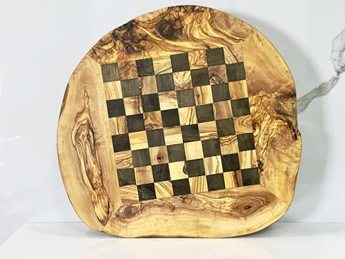 Juego de ajedrez único de madera de olivo de tamaño pequeño de 35 cm, tablero de ajedrez, compañeros de