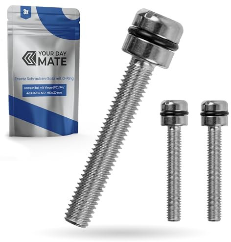 Schrauben-Satz, 3 Stück, M5 x 30 mm, kompatibel mit Viega Rotaplex, Tempoplex, Domoplex Ablaufgarnitur, für Modell 6961.94 Artikel 632 687, Schraubenset Abflussgarnitur, Schraube Duschablauf Abdeckung