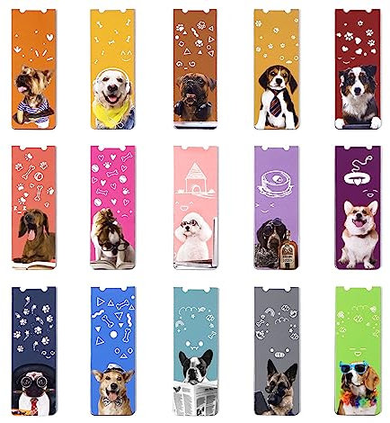 Adorfine Magnetische Lesezeichen Kinder,15 Stück Lesezeichen Magnetisch Kinder,Hund Schön Tiere Lesezeichen Für Kleine Geschenke Schulanfang Geschenke Mädchen Junge Reading Buchliebhaber,Einschulung