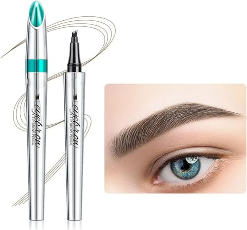3D Microblading 4-tip Eyebrow Pen, 3D Waterproof Microblading Eyebrow Pen 4 Fork Tip Tattoo Pencil, 4 Point Brow Pen Long-Lasting Natural Eyebrow Tattoo Pen (Dark Brown)