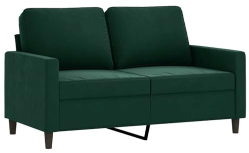 vidaXL Sofa 2-Sitzer, Loungesofa Couch mit Armlehnen Rückenkissen, Wohnzimmersofa Designsofa Metallgestell, Sitzmöbel Zweisitzer, Dunkelgrün Samt