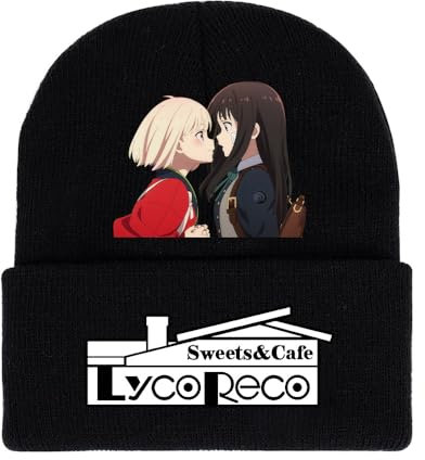 Lycor-is Reco-il Strickmütze, Manga Mütze Beanie mit Bündchen, Leicht Atmungsaktiv Laufmütze für Damen Herren-Black-C||1 Piece