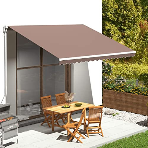 AUVYI Markisenbespannung Braun 4x3 m Markisen Ersatzstoff Markisenstoff Wechseln Balkonmarkisen Sonnenschutz Stoff Außen Markisenstoff Wasserdicht Hochwertiges Ersatztuch