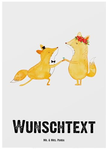 Mr. & Mrs. Panda Personalisierte Postkarte Füchse Hochzeit - Geschenke, Bedrucken, Karte mit Wunschtext, Grußkarte Namen, Geschenkkarte, Hochzeitskarte