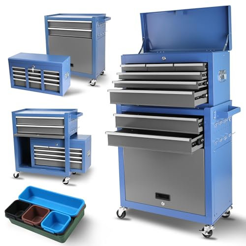 Fulvari 8-Drawer Rolling Tool Chest with Wheels, Large Mobile Steel Tool Storage Organizer with Lock&Liner for Warehouse, Workshop