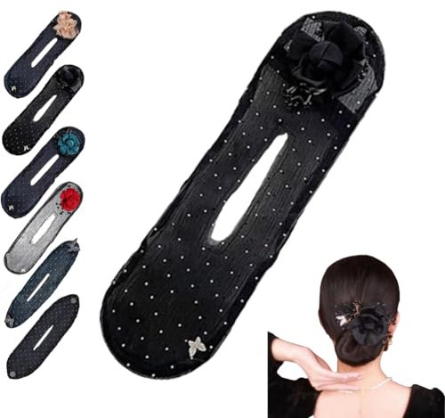 Ball Hair Clip, Hand Embroidered Flowers Deft Bun, Deft Bun Hair Twister, Lazy Hair Curler Deft Bun Maker, Flower Hair Bun Roller for Long Thick Hair Accessories for Women Girls