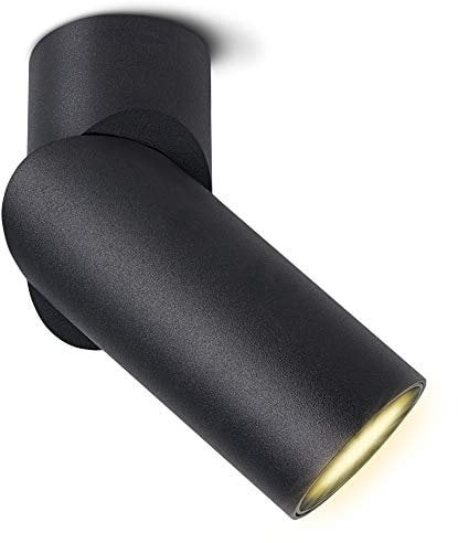 SSC-LUXon TOBI-L Aufbauleuchte schwarz dimmbar mit GU10 LED Lampe warmweiß - Punktstrahler Spotlight 7W 230V schwenkbar drehbar