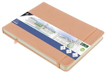 Kangaro Art Skizzenbuch A5 landscape altrosa PU Hardcover 80 Blatt 140 Gramm cremefarbenes Papier, Rosa