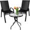 Gardlov Gartenmöbel Set 3-teilig – Balkonmöbel für 2 Personen – Stühle & Tisch mit Glasplatte – wetterfest & stapelbar