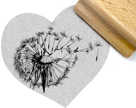 STEMPEL PUSTEBLUME groß | Löwenzahn mit Schirmchen Fliegern Motivstempel zum Karten Basteln Blumenmotiv - Pusteblumenstempel für Geschenkanhänger