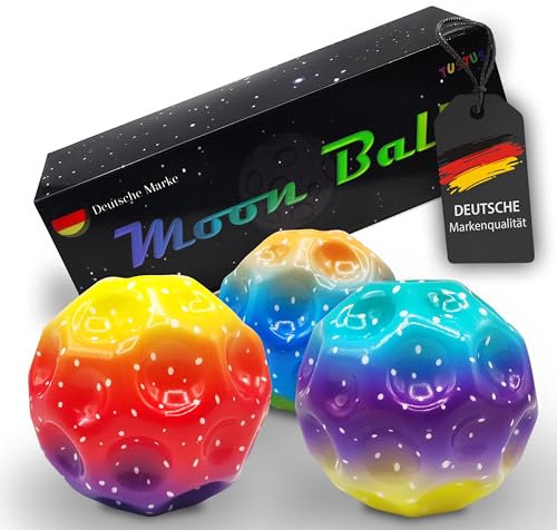 TUSTUS - Moon Ball 3 Stück – 70 mm Jump Ball – Hoch Springender Gummiball Galaxy Design, Kinder, Fangen- und Wurfspiel, Interaktives Spielzeug zur Stressbewältigung, Geschenk