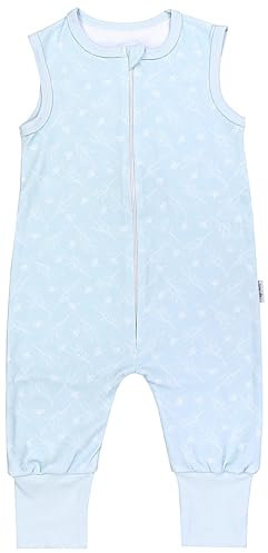 TupTam Sommerschlafsack Baby mit Füßen – Leichter Schlafsack Baby Sommer 0.5 TOG, OEKO-TEX, Farbe: Blumen light Petrol, Größe: 80-86