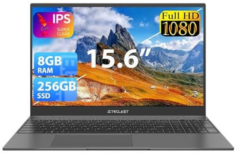 TECLAST Notebook 15.6 Pollici PC Portatile F16plus, 8GB LPDDR4 256GB SSD Laptop, Display FHD, Computer Portatile, WIFI 5, BT 4.2, USB 3.0×2, Type-C×1, MiNi HDMI×1, Laptop Per Ufficio