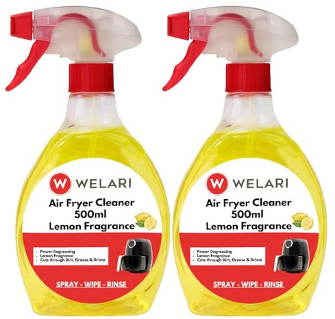 Welari Air Fryer Cleaner Spray Power Degreaser Lemon Fresh Fragrance 500ml Pack of 2 Roaster Oven Cooker Cleaner Detergent Spray | (2Pack) (1000ml)