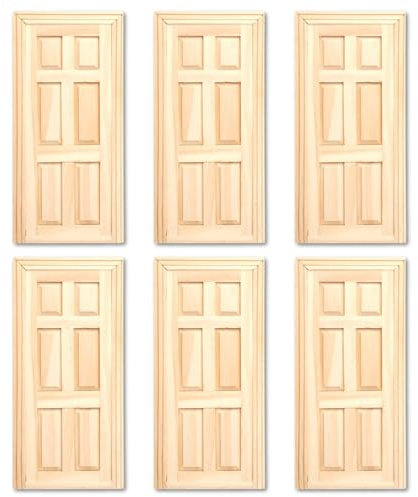 Dolls House (x6) Barewood Internal Doors (Non-Opening), Set of 6 - Dolls House Building & Decor | Minimum World