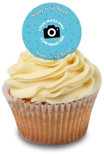 Cakeshop Cupcake Personalised Fully Customisable Edible Cake Toppers | Personalise Custom Image & Text | For Birthdays & Celebrations | Icing & Wafer Paper Options