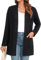 IWOLLENCE Cardigans for Women UK Long Sleeve Lightweight Cardigans Open Front Ribbed Knit Outerwear Cardigan Jumper with Pocket (Black, XL)