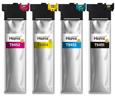 Hepta Print Patrone T9451-T9454 Tintenpatronen für T9451 T9452 T9453 T9454 Kompatible für Epson Workforce Pro WF-C5710DWF, WF-C5790DWF WF-C5210DW WF-C5290DW WF-C5210, 4er-Pack