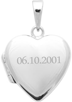 Tata Gisèle Pendentif Porte-Photo en Argent 925 Rhodié, Forme de Cœur, 15 x 15 mm, Gravure Incluse, Chaine en option, Marque Francaise, Idee Cadeau St Valentin, Noel, Fete des Meres