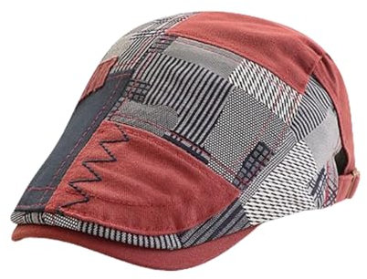 HIQIU Schiebermütze Herren Flatcap Barret Cap, Schirmmütze Herren Patchwork Baskenmütze Gatsby Newsboy Cap Golfermütze (DE/NL/SE/PL, Alphanumerisch, M, L, Weinrot-a)